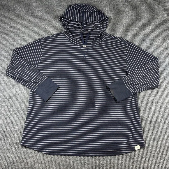 L.L. Bean Hoodie Women's XL Blue White Striped Waffle Knit Long Sleeve - Picture 1 of 7